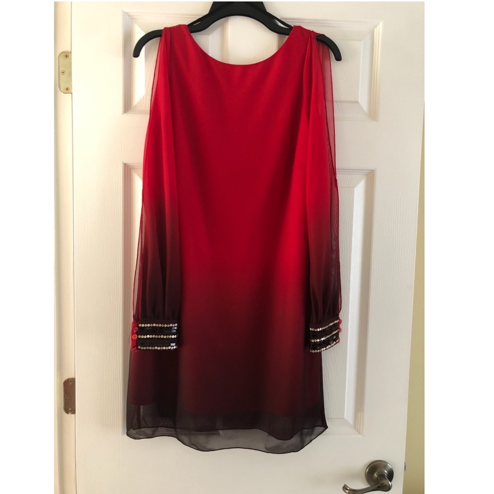 Red/burgundy Ombré Dress with split sleeve